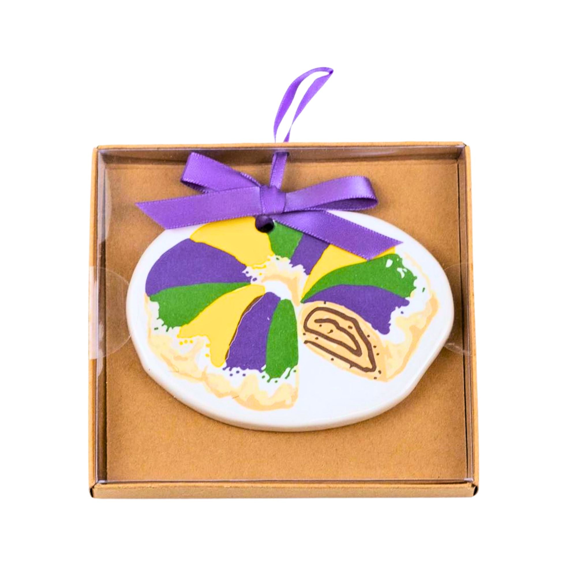 Mardi Gras Oval Stripe Glitter Ornament