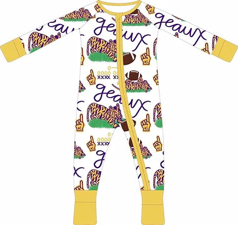 Gold Tiny Tiger Touchdown Footie Romper